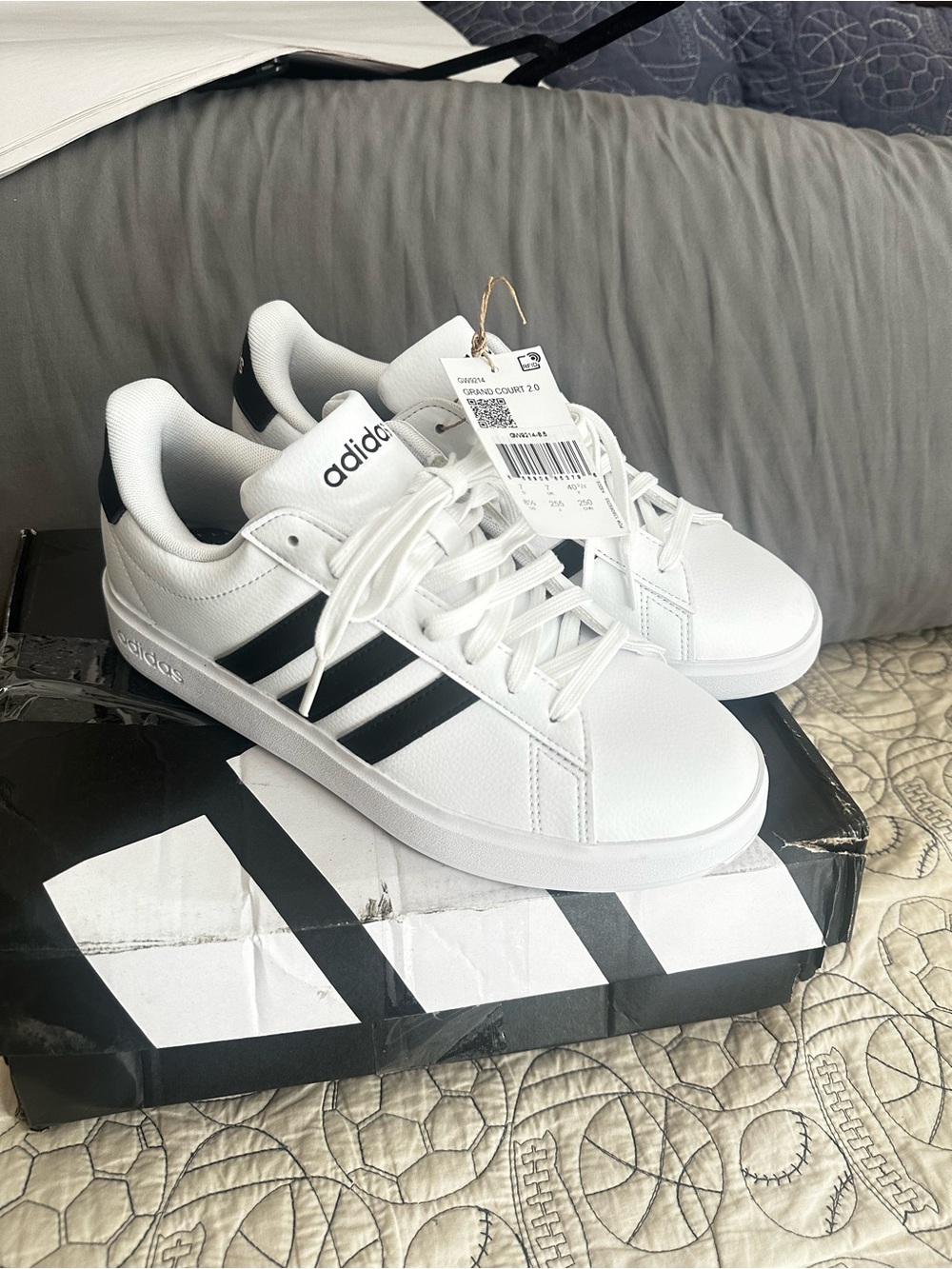 adidas White Sneakers with Black Three Stripes